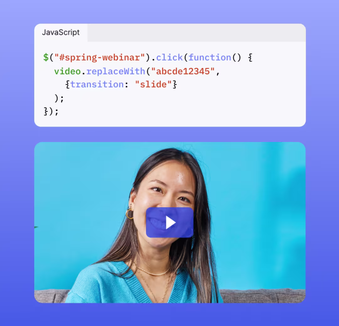 Programming language above an image of a smiling woman
