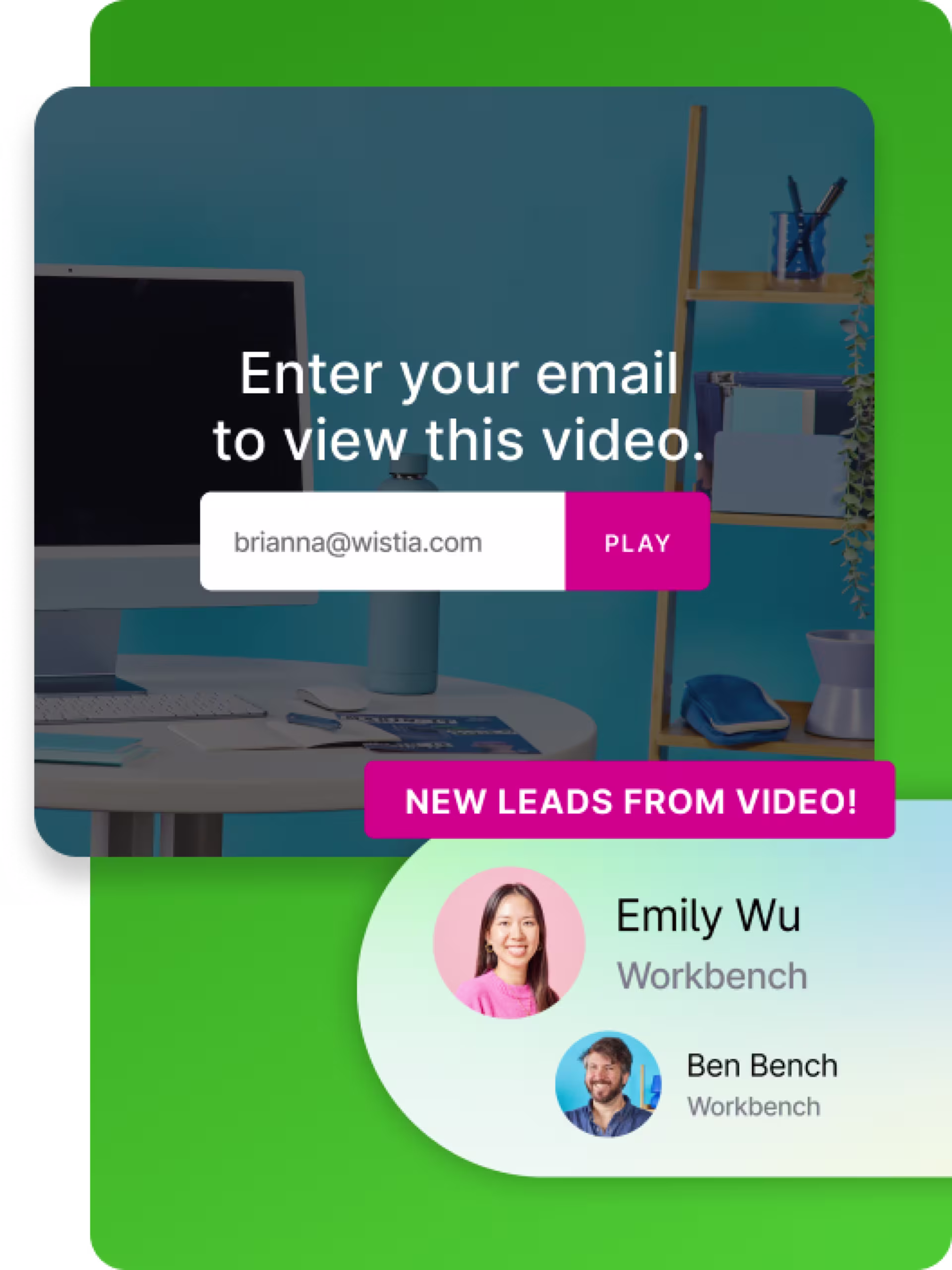 Software UI showing new leads from video