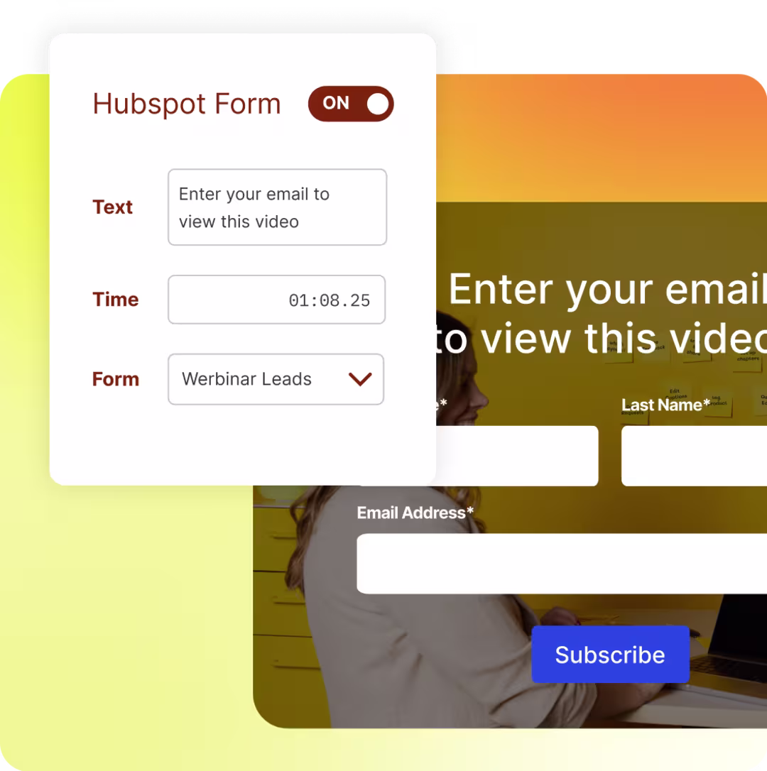 The interface a user sees when activating and customizing a HubSpot form in Wistia